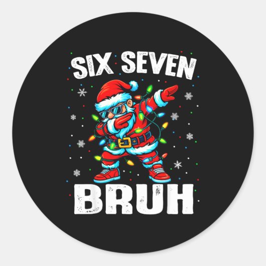 Sticker Rond 67 Bruh Christmas Six Seven Meme Dab Santa  (Devant)