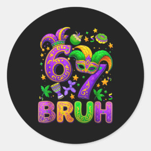 Sticker Rond 67 Bruh Mardi Gras Masque de Bouffon La Nouvelle-O