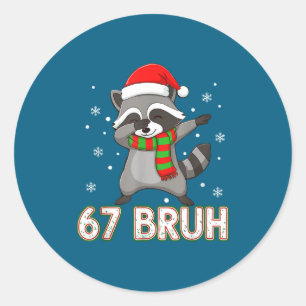 Sticker Rond 67 Bruh Six Seven Mème Raton de Noël Enfants Garço