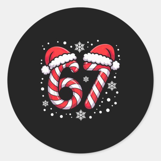 Sticker Rond 67 Candy Canes Santa (Devant)