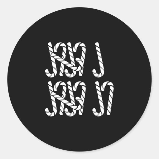 Sticker Rond 67 Candy Canes Tally Marks Xmas Long Sleeve  (Devant)