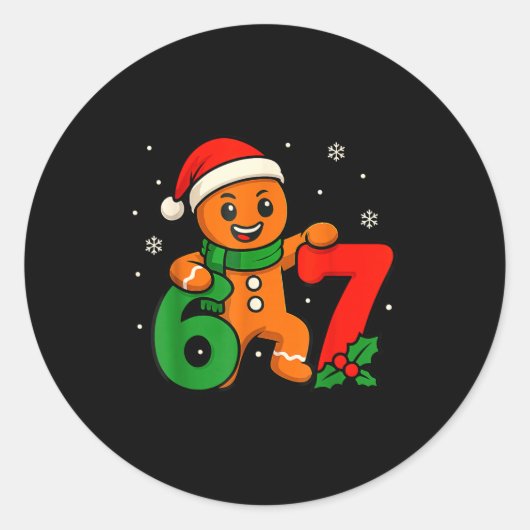 Sticker Rond 67 Christmas 6 7 Gingerbread 6-7 Meme Six Seven Bo (Devant)