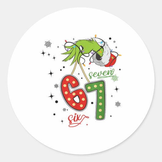 Sticker Rond 67 Christmas Costume Funny Winter Celebration  (Devant)