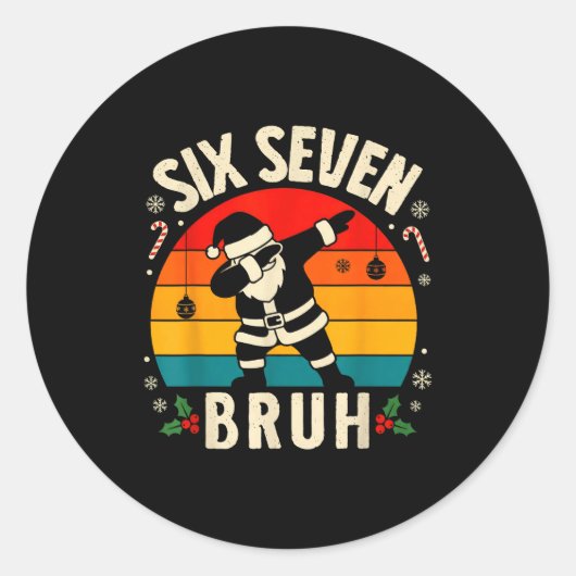 Sticker Rond 67 Christmas Funny 67 Meme Youth Kids Dabbing Sant (Devant)