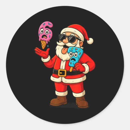 Sticker Rond 67 Christmas Funny Six Seven Ice Cream Meme 6 7 Ch (Devant)