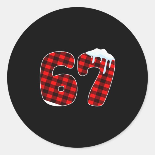 Sticker Rond 67 Christmas Meme 6 7 Numbers Six Seven Funny Xmas (Devant)