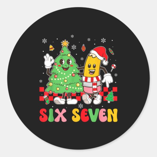 Sticker Rond 67 Christmas Tree Pencil School Teacher Xmas Holid (Devant)