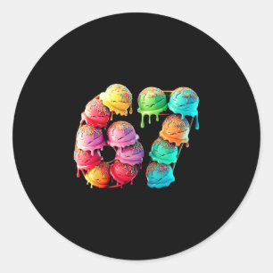 Sticker Rond 67 Cuillère à glace goutte numéro Coloré Sports St