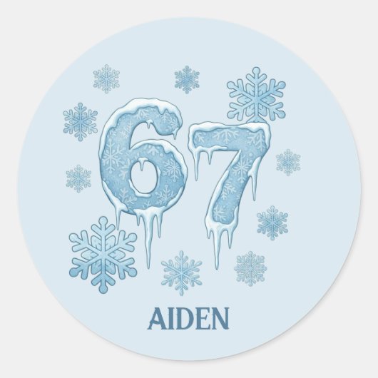 Sticker Rond 67 Drôle 6 7 Six Sept Noël Personnalisé (Devant)