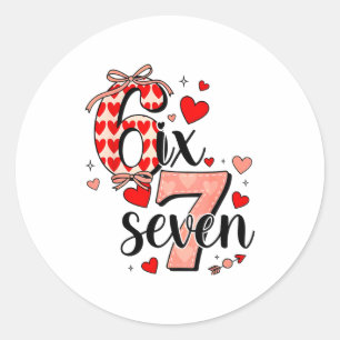 Sticker Rond 67 Funny Love Hearts Six Seven Meme Saint-Valentin