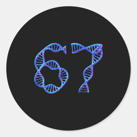 Sticker Rond 67 Funny Number Meme Dna Replication Molecular Bio (Devant)