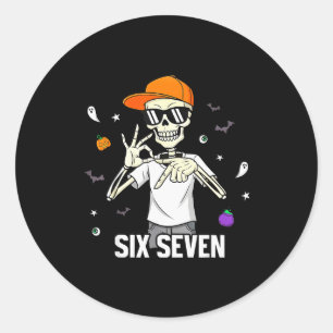 Sticker Rond 67 garçons squelette drôle six sept Gen Alpha Hall