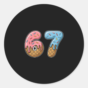 Sticker Rond 67 Glace 67 Mème Drôle Six Sept Gen Alpha Hommes