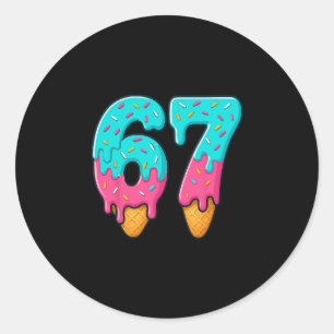 Sticker Rond 67 Glace Dégoulinante Mème Drôle Six Sept Gen Alph