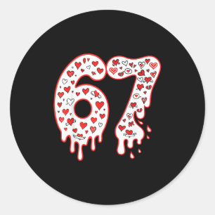 Sticker Rond 67 Glace Dégoulinante Mème Six Sept Gen Alpha Vale