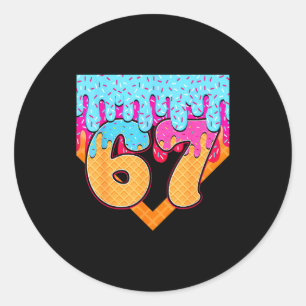 Sticker Rond 67 Glace Drip Meme Six Sept Slang Gen Alpha