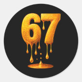Sticker Rond 67 Gold Drip Six Seven Funny Meme (Devant)