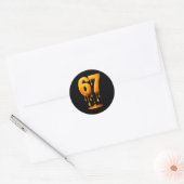 Sticker Rond 67 Gold Drip Six Seven Funny Meme (Enveloppe)