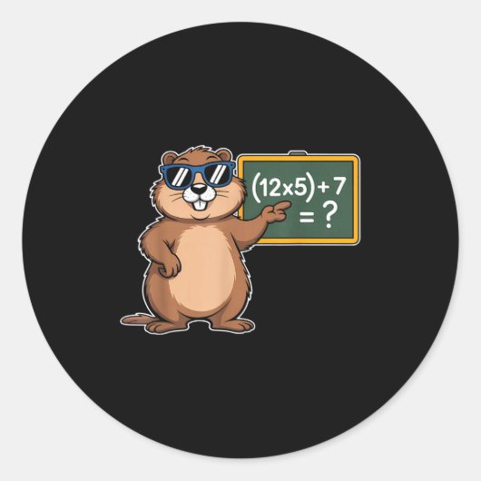 Sticker Rond 67 Groundhog Day 6-7 Meme Math Teacher Six Seven K (Devant)