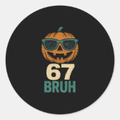 Sticker Rond 67 Halloween Bruh Citrouille 6-7 Mème Gen Alpha Sl (Devant)