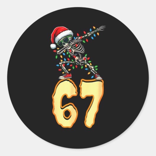 Sticker Rond 67 Halloween Meme 6 7 Numbers Six Seven Funny Kids (Devant)