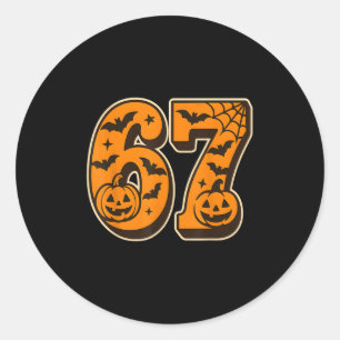 Sticker Rond 67 Halloween Six Seven Brainrot Mème Garçons Enfan