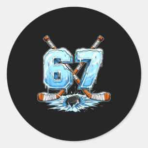 Sticker Rond 67 Hockey Drip Numéro Style Mème Drôle Garçons Gra