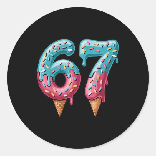 Sticker Rond 67 Ice Cream Drip Meme  (Devant)