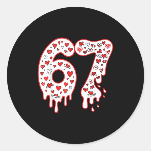 Sticker Rond 67 Ice Cream Drip Meme Six Seven Gen Alpha Valenti (Devant)