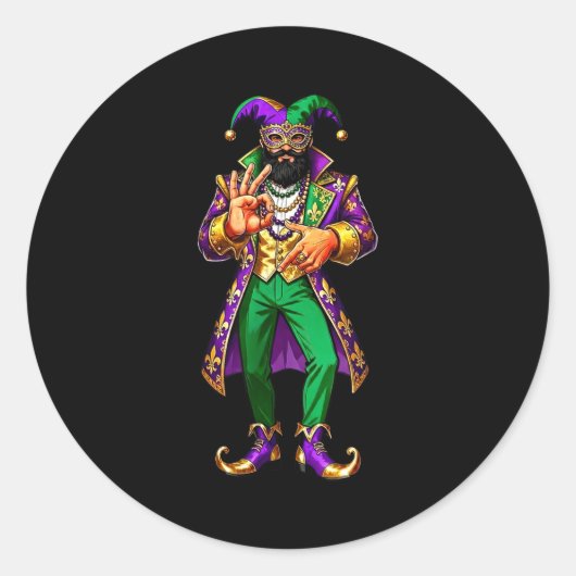 Sticker Rond 67 Jester Man Mardi Gras Six Seven Meme Gen Alpha  (Devant)