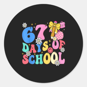 Sticker Rond 67 Jours D'école Coquette Bow Élèves Enseignants 1