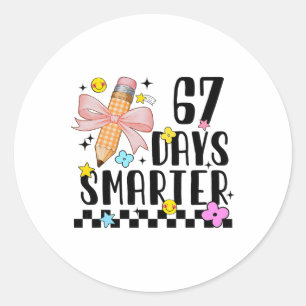 Sticker Rond 67 Jours D'école Drôle 67 Jours Étudiant Plus Inte