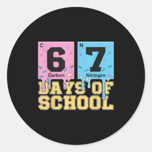 Sticker Rond 67 Jours D'école Drôle 6 7 Enseignant Science Péri