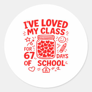 Sticker Rond 67 Jours d'école J'ai aimé ma classe Drôle de Sain