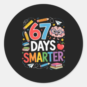 Sticker Rond 67 jours plus intelligents 67e jour d'école enseig