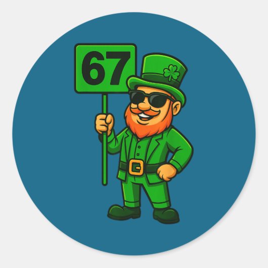 Sticker Rond 67 Leprechaun Six Seven Gen Meme Lucky Vibes St Pa (Devant)
