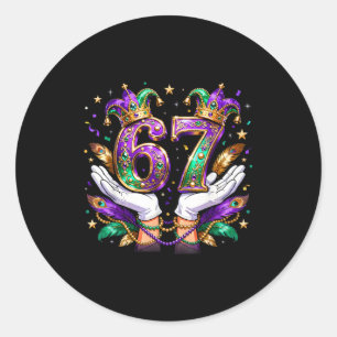 Sticker Rond 67 Mardi Gras Mème Citation De Fête De Carnaval _2