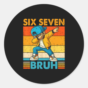 Sticker Rond 67 Meme 6 7 Garçons Dabbing Six Sept Bruh Enfants