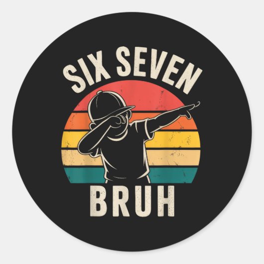 Sticker Rond 67 Meme 6 7 Numbers Dabbing Six Seven Bruh (Devant)