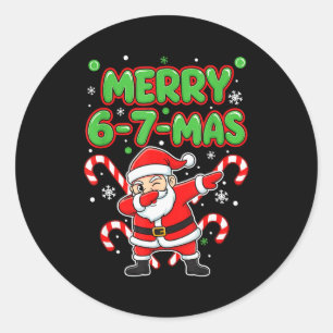 Sticker Rond 67 Meme Alpha Gen Argot Joyeux 6-7-mas Père Noël C