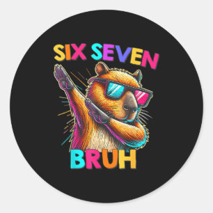 Sticker Rond 67 Meme Capybara Six Seven Bruh Capybara Enfants G
