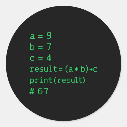 Sticker Rond 67 Meme Code Python Résultat Humour Geek Six Sept  (Devant)