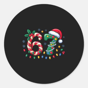 Sticker Rond 67 Meme de Noël Six Sept Xmas Drôle Garçons Filles