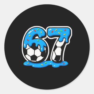 Sticker Rond 67 Meme de Soccer Ice Cream Drip Brain Rot