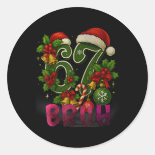Sticker Rond 67 Mème drôle de Noël à carreaux rouges Xmas Pyjam