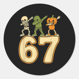 Sticker Rond 67 Meme Drôle Halloween Nombres Six Sept Hommes Fe
