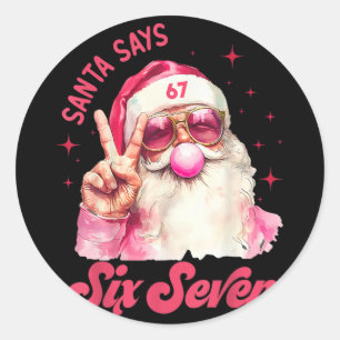Sticker Rond 67 Meme Drôle Six Sept Noël 6-7 Meme Santa 6