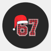 Sticker Rond 67 Meme Funny Christmas Red Plaid Xmas Pajamas Sla (Devant)