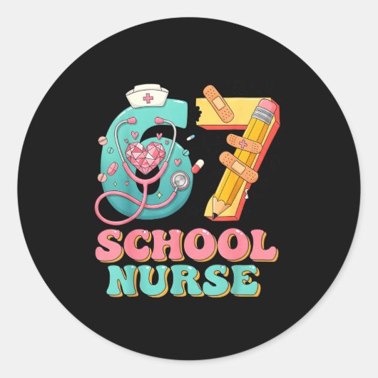 Sticker Rond 67 Meme Funny School Nurse Six Seven Meme Nursing (Devant)