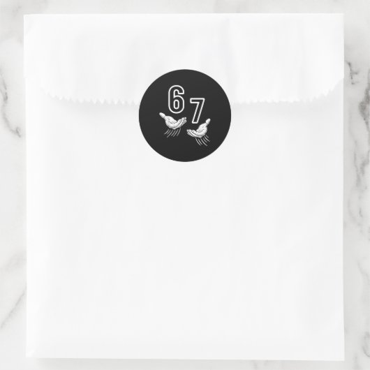 Sticker Rond 67 Meme Hand (Sac)